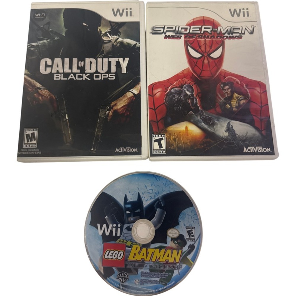 Wii Game Bundle Lot of 3 Call of Duty Black Ops Spider-Man Web of Shadows LEGO